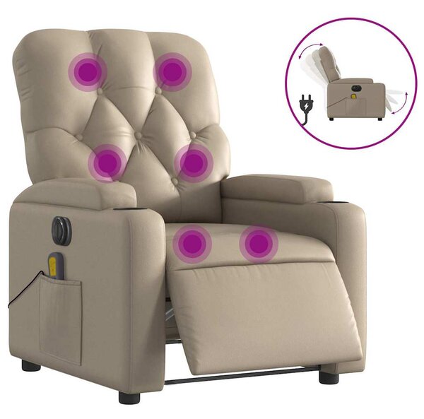 Elektrické masážní polohovací křeslo cappuccino umělá kůže 3204771
