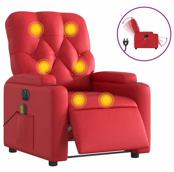 Elektrické masážní polohovací křeslo červené umělá kůže 3204770