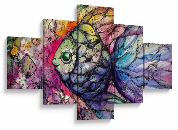 Obraz - Barevná rybička (125x70 cm)