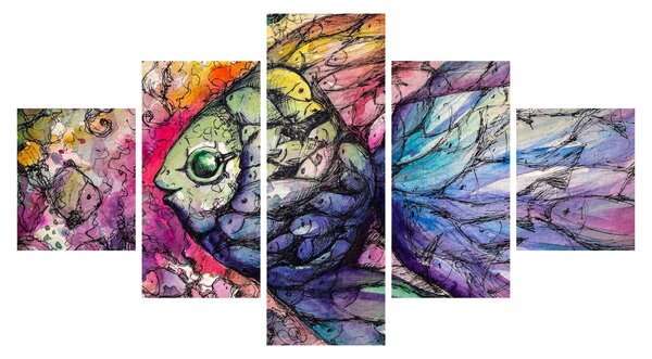 Obraz - Barevná rybička (125x70 cm)