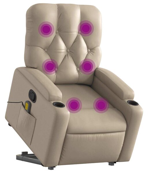 Zvedací masážní polohovací křeslo cappuccino umělá kůže 3204785