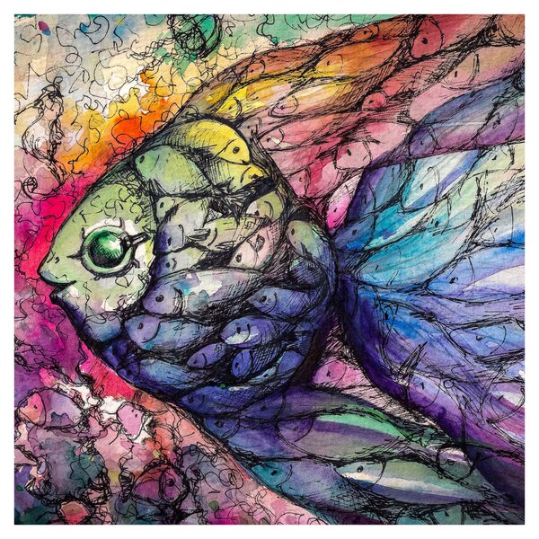 Obraz - Barevná rybička (30x30 cm)