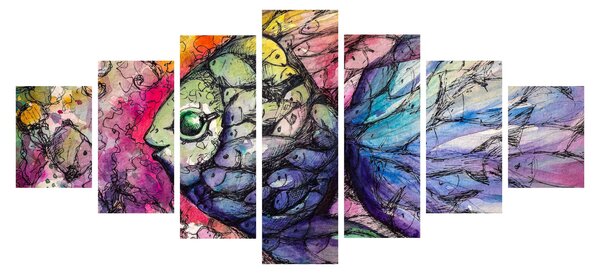 Obraz - Barevná rybička (210x100 cm)