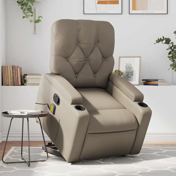 Zvedací masážní polohovací křeslo cappuccino umělá kůže 3204785