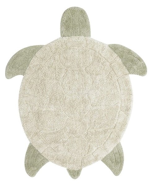 Béžový pratelný ručně tkaný bavlněný dětský koberec 110x130 cm Sea Turtle – Lorena Canals