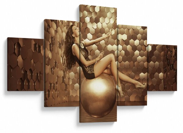 Obraz ženy ve zlaté místnosti (125x70 cm)