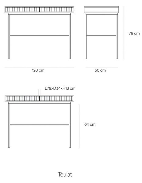 Matný pracovní stůl 60x120 cm Sierra – Teulat