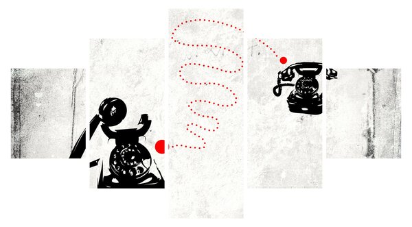 Obraz - Kresba telefonu na styl Banksyho (125x70 cm)