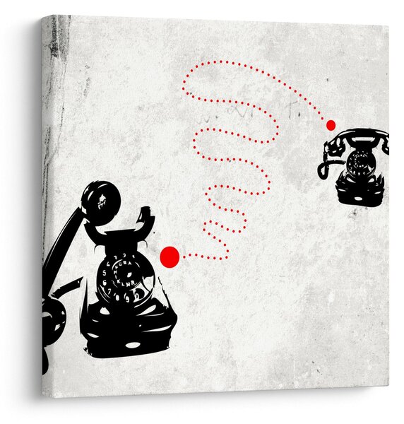 Obraz - Kresba telefonu na styl Banksyho (30x30 cm)