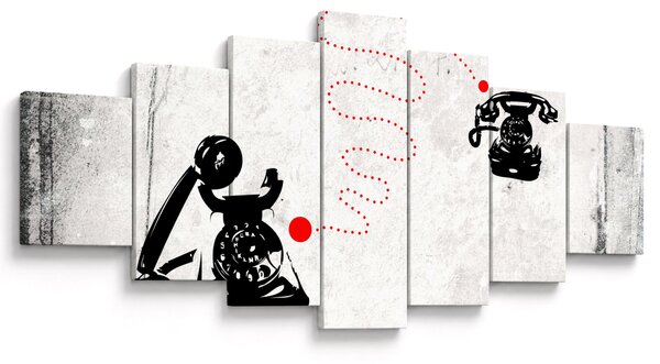 Obraz - Kresba telefonu na styl Banksyho (210x100 cm)