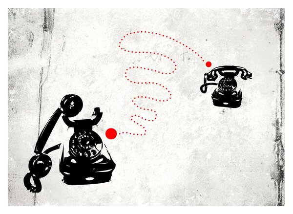 Obraz - Kresba telefonu na styl Banksyho (70x50 cm)