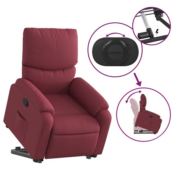 Zvedací polohovací křeslo vínové textil 3204827