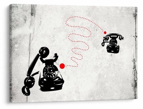 Obraz - Kresba telefonu na styl Banksyho (70x50 cm)