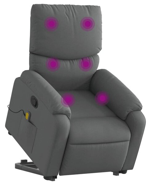 Zvedací masážní polohovací křeslo tmavě šedé textil 3204837