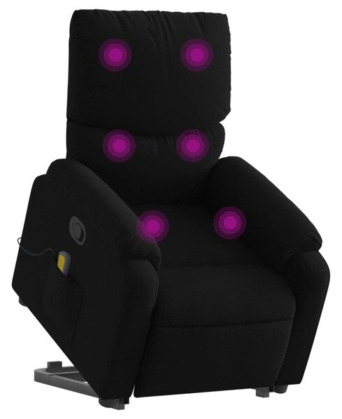 Zvedací masážní polohovací křeslo černé textil 3204838