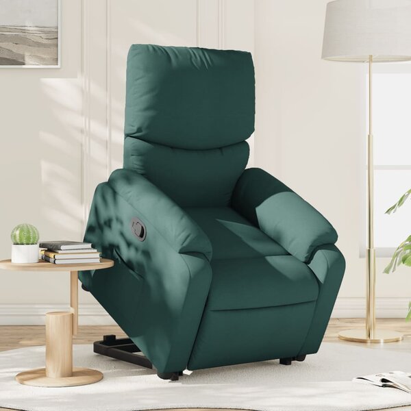 Zvedací polohovací křeslo tmavě zelené textil 3204830