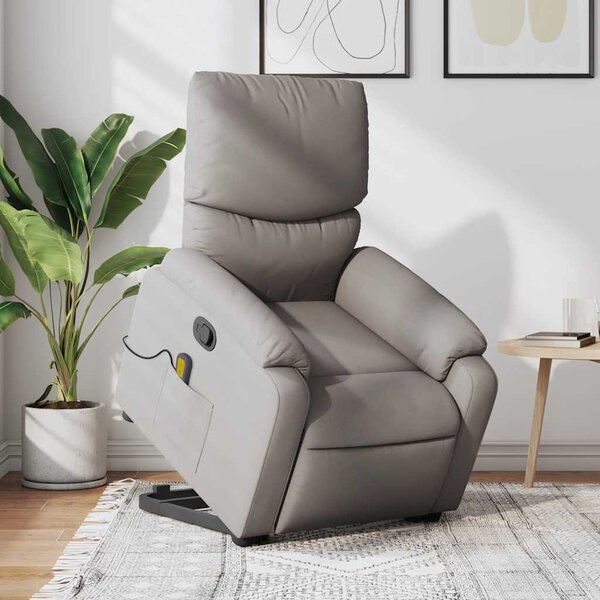 Zvedací masážní polohovací křeslo taupe textil 3204844