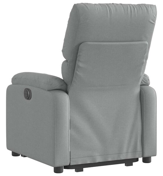 Elektrické zvedací polohovací křeslo světle šedé textil 3204848