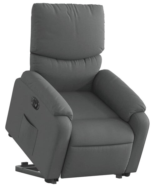 Elektrické zvedací polohovací křeslo tmavě šedé textil 3204849