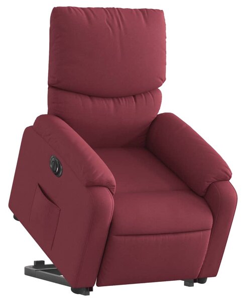 Elektrické zvedací polohovací křeslo vínové textil 3204851