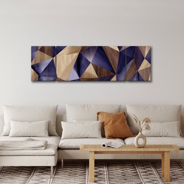 Obraz - 3D dřevěné trojúhelníky (170x50 cm)