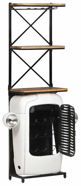 Stojan na víno traktor bílý 49x31x172cm hrubý masivní mangovník 320487