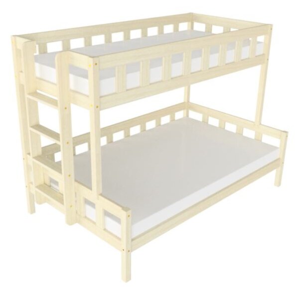 Patrová postel PLOTTY s bočním žebříkem 90x200, 120x200 cm - Bílá, Zvolte šuplík: Bez šuplíku, Zvolte stranu: Vlevo