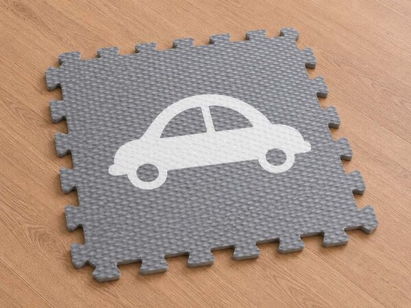 Pěnová hrací podlaha AUTO do dětského pokoje - Světle šedá s bílým