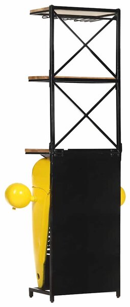 Stojan na víno traktor žlutý 49 x 31 x 172 cm masivní mangovník 320488
