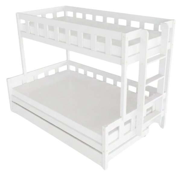 Patrová postel PLOTTY s bočním žebříkem 90x200, 120x200 cm - Bílá, Zvolte šuplík: Přistýlka 90x190 cm, Zvolte stranu: Vpravo