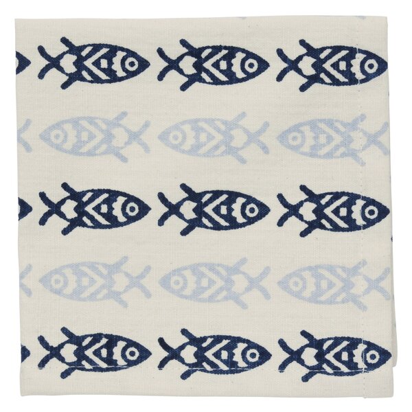 Bavlněný ubrousek Blue Fishes – set 4 ks