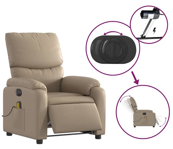 Elektrické masážní polohovací křeslo cappuccino umělá kůže 3204885