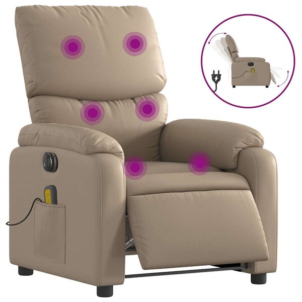Elektrické masážní polohovací křeslo cappuccino umělá kůže 3204885