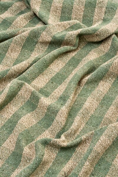 Přehoz z recyklované bavlny Checked Green 125 × 175 cm
