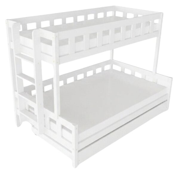 Patrová postel PLOTTY s bočním žebříkem 90x200, 120x200 cm - Bílá, Zvolte šuplík: Přistýlka 90x190 cm, Zvolte stranu: Vlevo