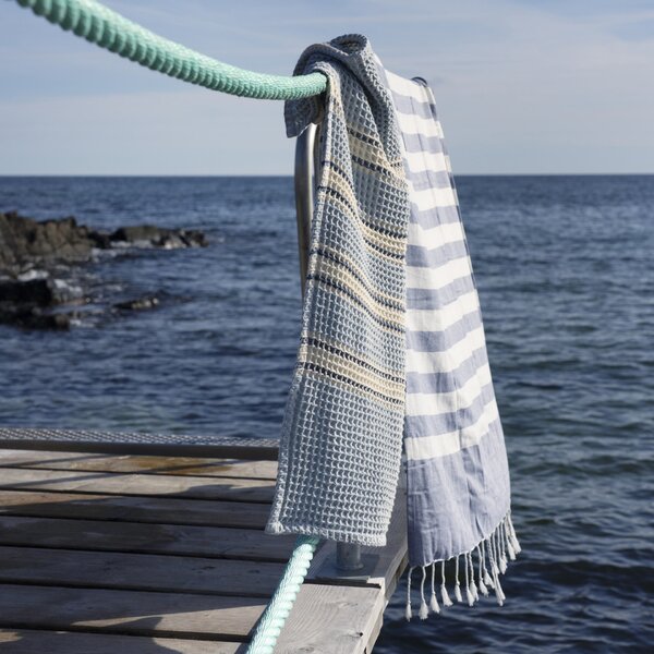 Vaflový ručník Blue/Off White 50 × 80 cm