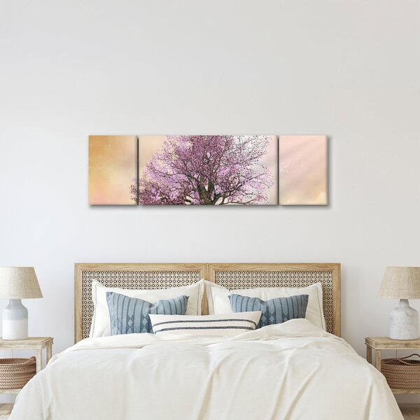Obraz rozkvetlého stromu na vrcholku kopce (170x50 cm)