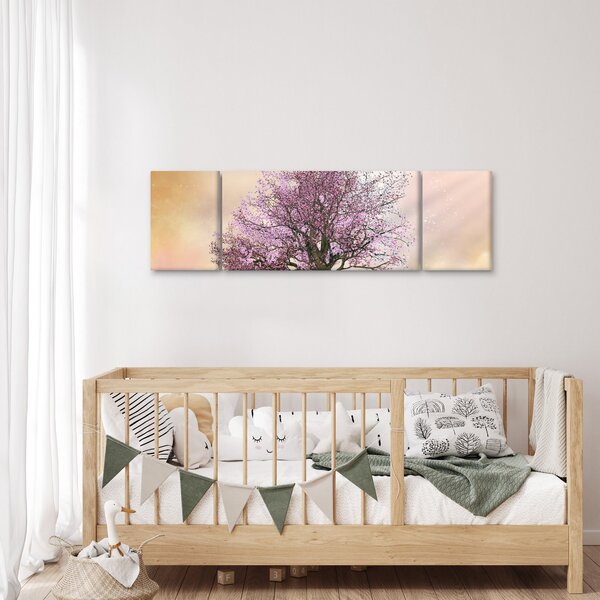Obraz rozkvetlého stromu na vrcholku kopce (170x50 cm)