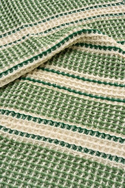 Vaflový ručník Green/Off White 50 × 80 cm