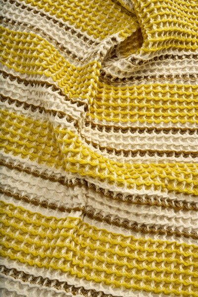 Vaflový ručník Yellow/Off White 50 × 80 cm