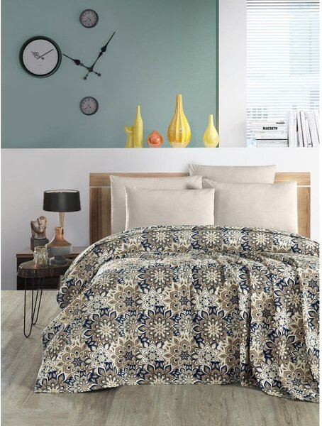 Hnědý bavlněný přehoz 200x230 cm Pique – Mila Home
