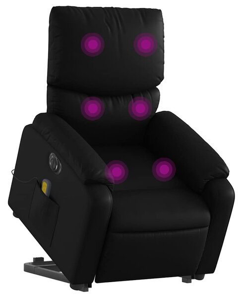 Elektrické zvedací masážní polohovací křeslo černé umělá kůže 3204907
