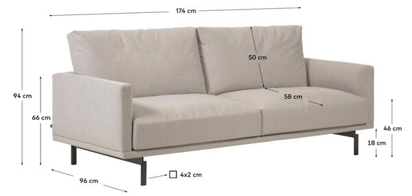 Béžová žinylková pohovka 174 cm Galene – Kave Home