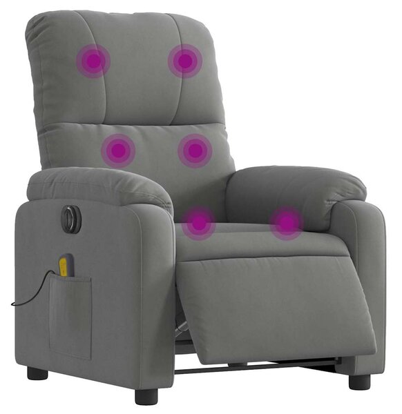 Elektrické masážní polohovací křeslo tmavě šedé mikrovlákno 3204924