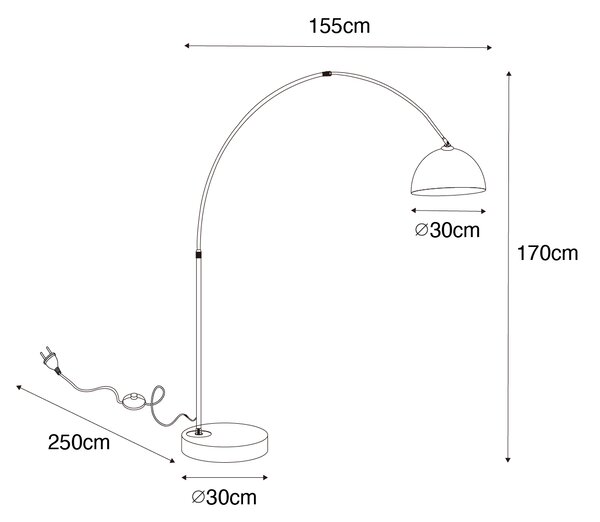 Moderní oblouková lampa mosazná s čirým sklem - Arc