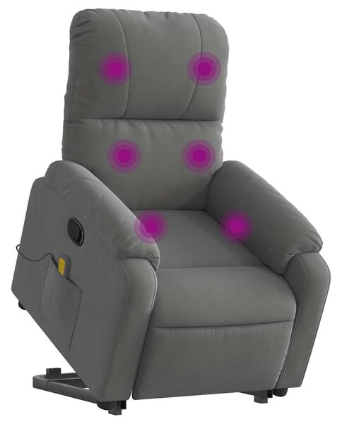Zvedací masážní polohovací křeslo tmavě šedé mikrovlákno 3204938