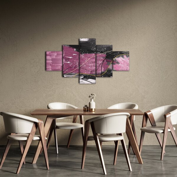 Obraz - Růžovo-černá abstrakce (125x70 cm)