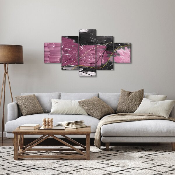 Obraz - Růžovo-černá abstrakce (125x70 cm)