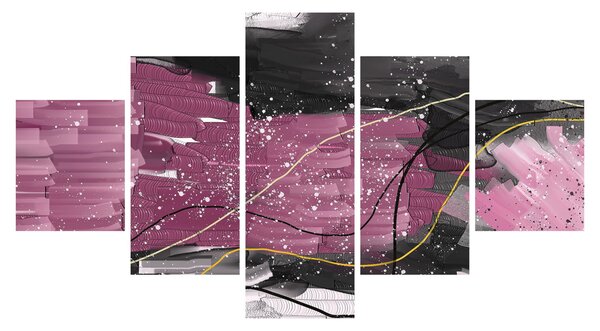 Obraz - Růžovo-černá abstrakce (125x70 cm)