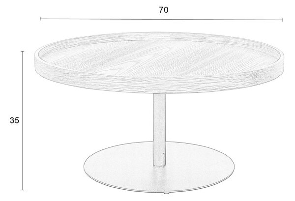 White Label Dubový konferenční stolek WLL YURI 70 cm